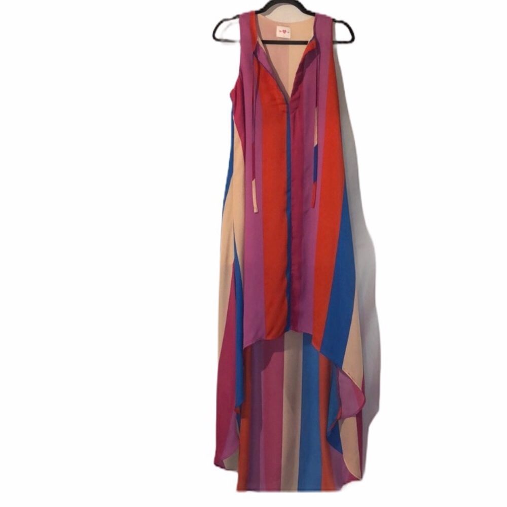 Buddy Love high low striped open v-neck dress
